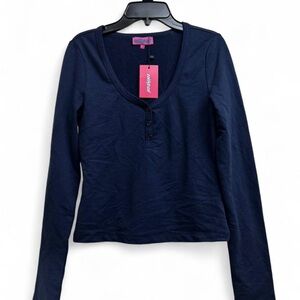 Edikted Deep Blue Long Sleeve Tee